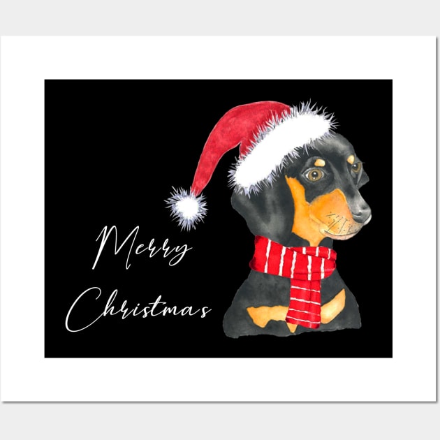 Dachshund christmas in watercolor Wall Art by LatiendadeAryam